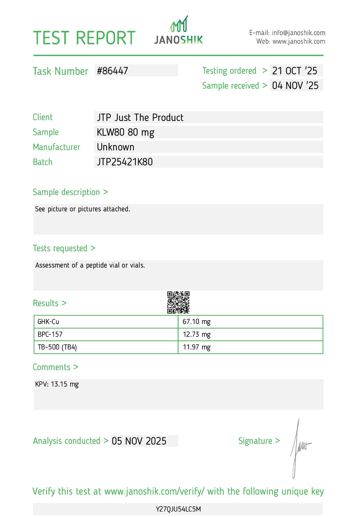 80mg KLOW Stack (GHK-CU, TB-500, BPC-157, KPV Blend)