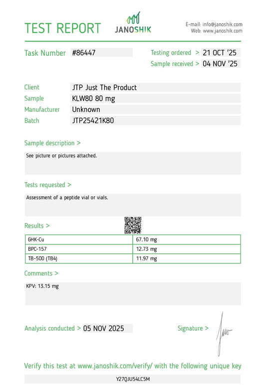 80mg KLOW Stack (GHK-CU, TB-500, BPC-157, KPV Blend)